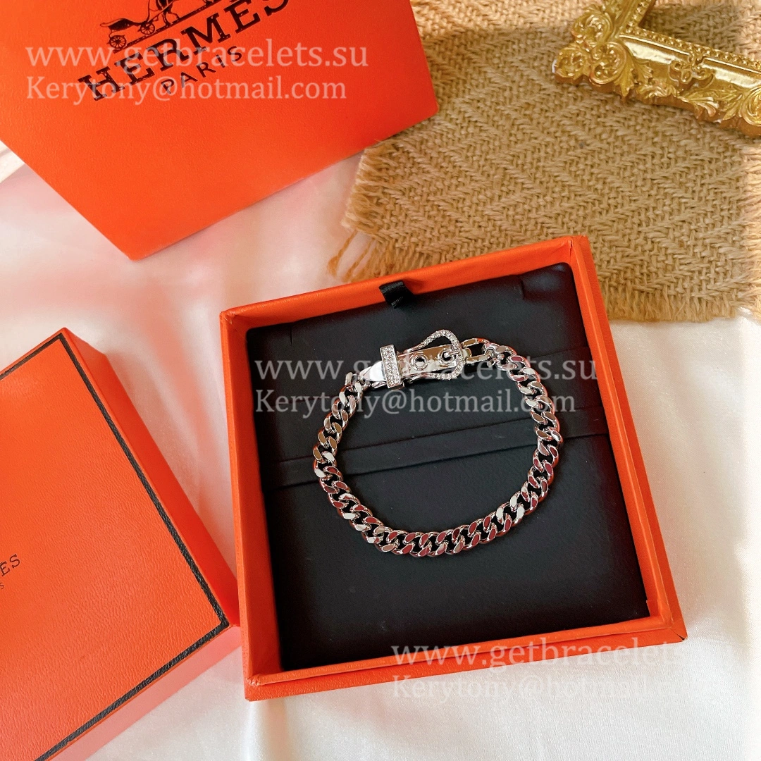 Hermes Boucle Sellier Bracelet White Gold With Diamonds Gift For Women