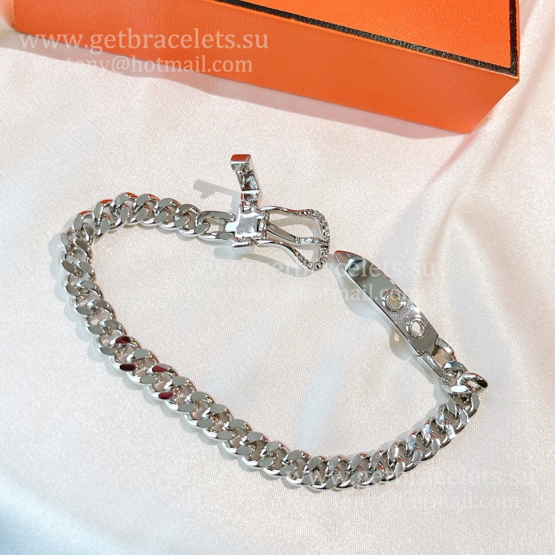Hermes Boucle Sellier Bracelet White Gold With Diamonds Gift For Women