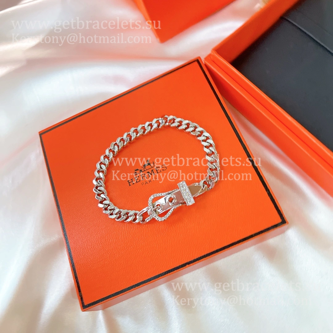 Hermes Boucle Sellier Bracelet White Gold With Diamonds Gift For Women