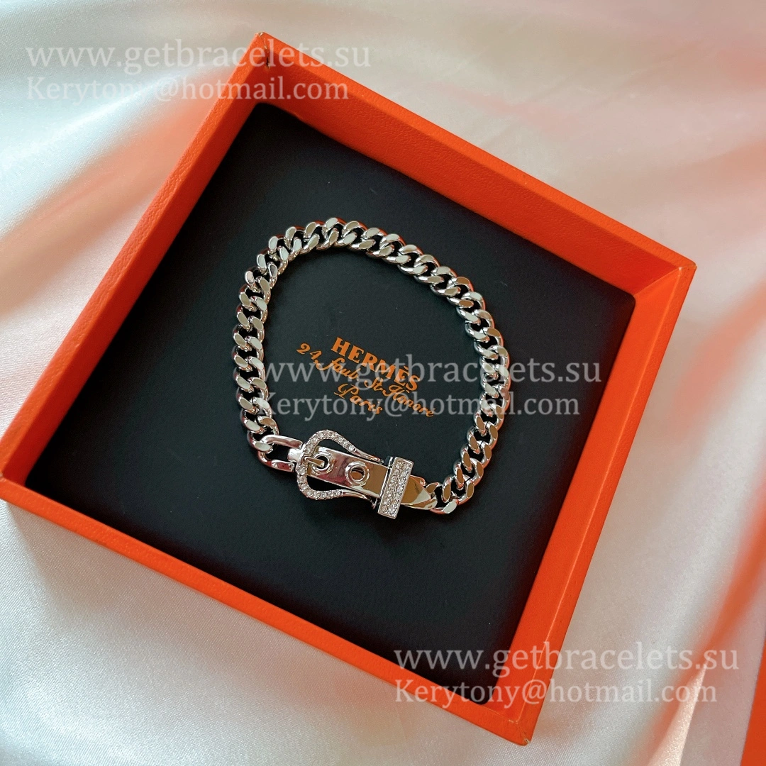 Hermes Boucle Sellier Bracelet White Gold With Diamonds Gift For Women