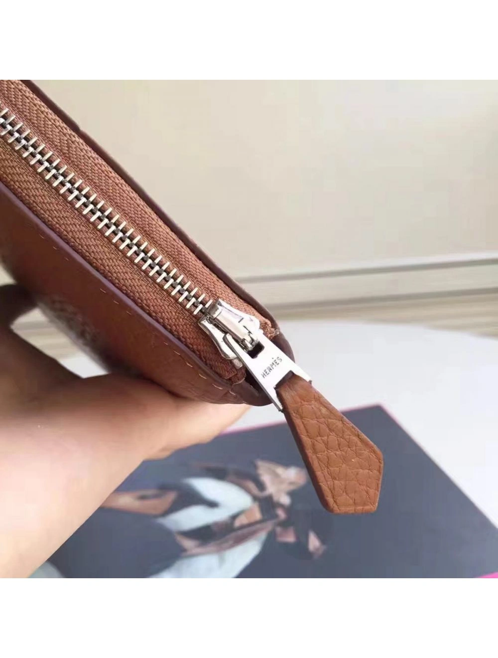 Hermes Brown Clemence Azap Zipped Wallet