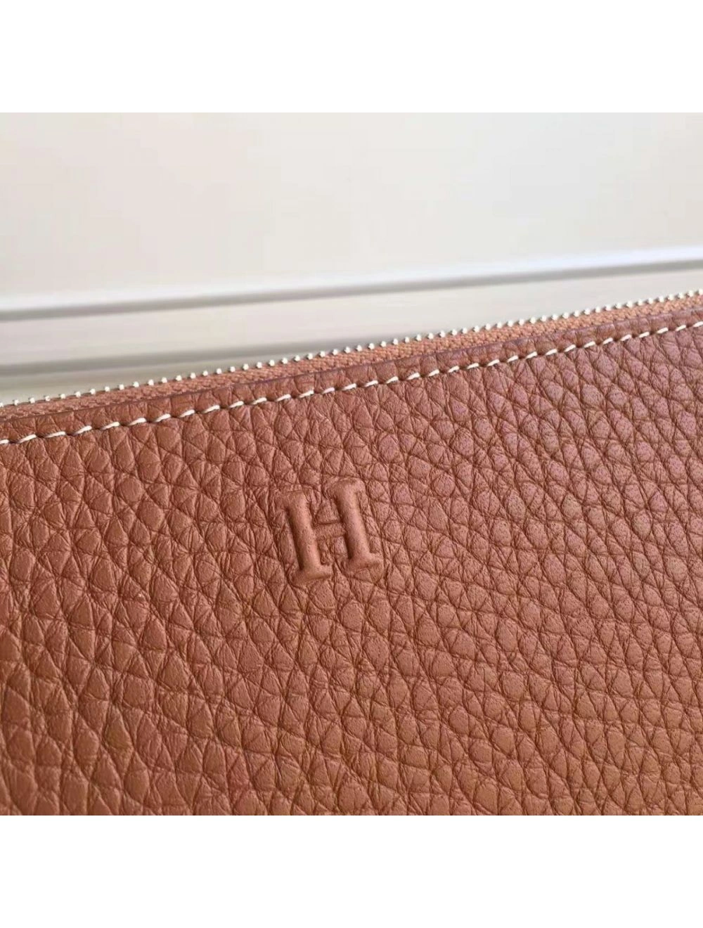Hermes Brown Clemence Azap Zipped Wallet