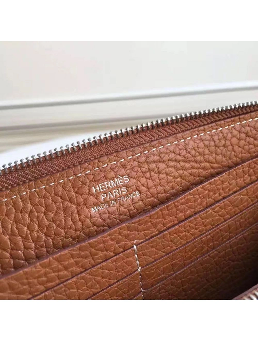 Hermes Brown Clemence Azap Zipped Wallet