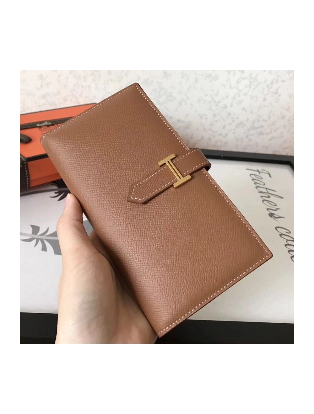 Hermes Brown Epsom Bearn Gusset Wallet