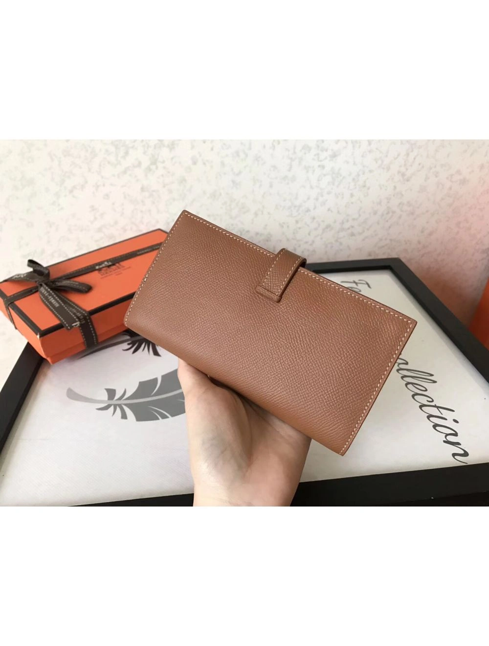 Hermes Brown Epsom Bearn Gusset Wallet