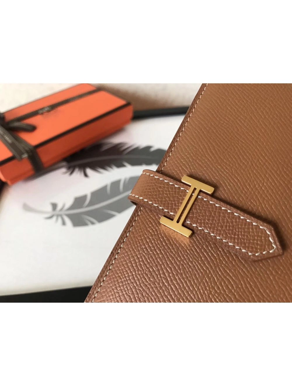 Hermes Brown Epsom Bearn Gusset Wallet