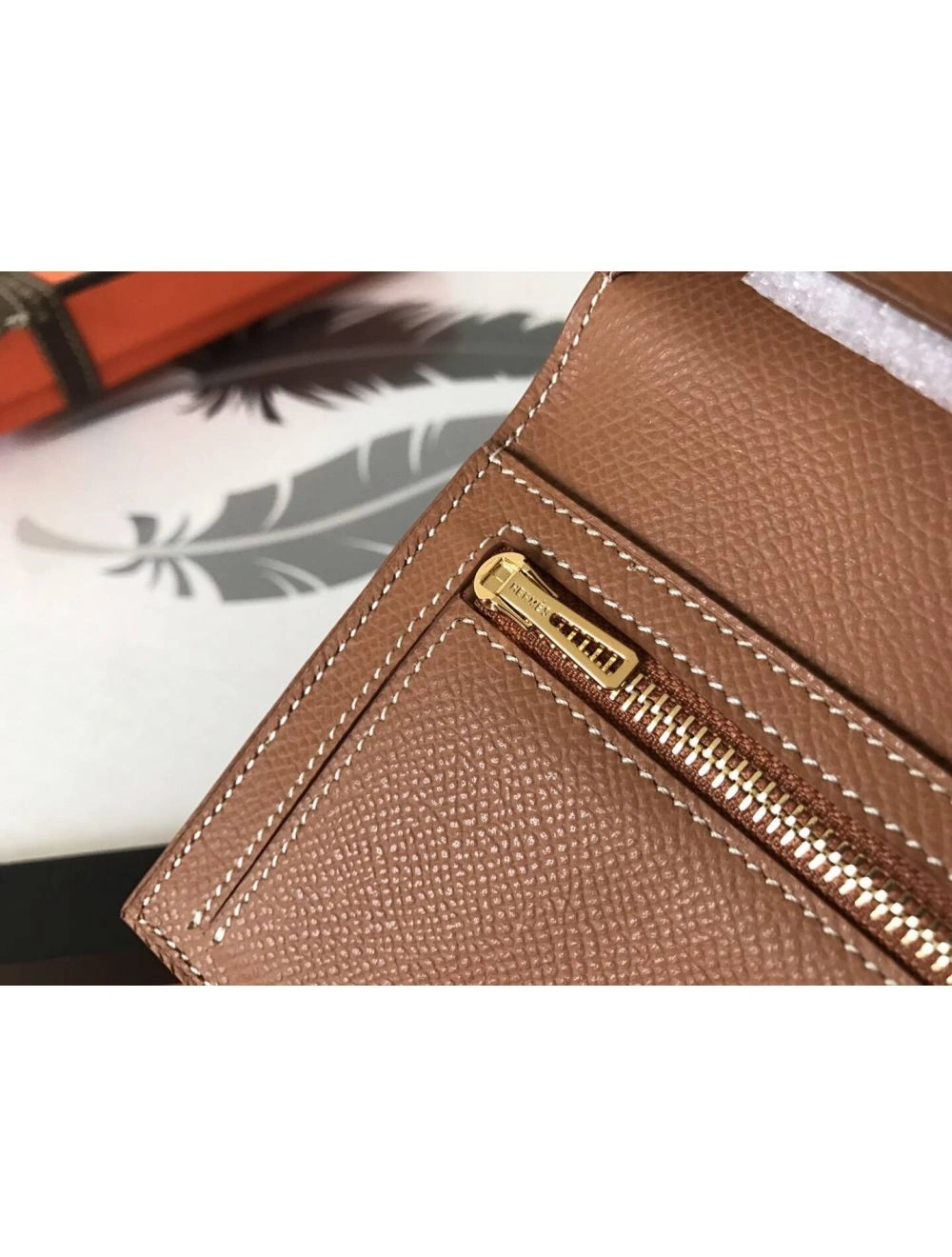 Hermes Brown Epsom Bearn Gusset Wallet