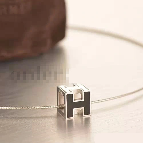 Hermes Cage d’H Necklace Black in Lacquer With Gold