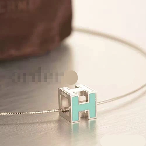 Hermes Cage d’H Necklace Blue in Lacquer With Gold