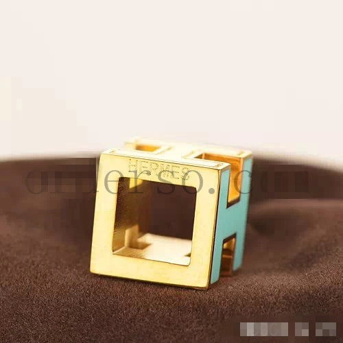 Hermes Cage d’H Necklace Blue in Lacquer Yellow Gold