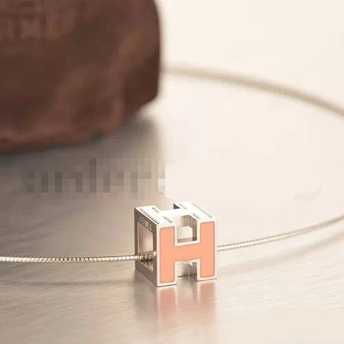 Hermes Cage d’H Necklace Pink in Lacquer With Gold