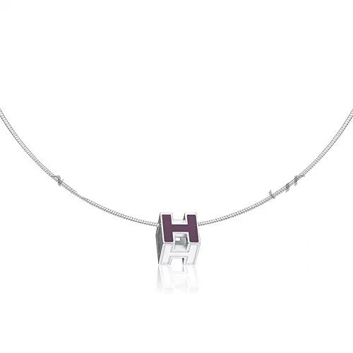 Hermes Cage d’H Necklace Purple in Lacquer With Gold
