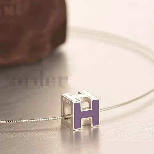 Hermes Cage d’H Necklace Purple in Lacquer With Gold
