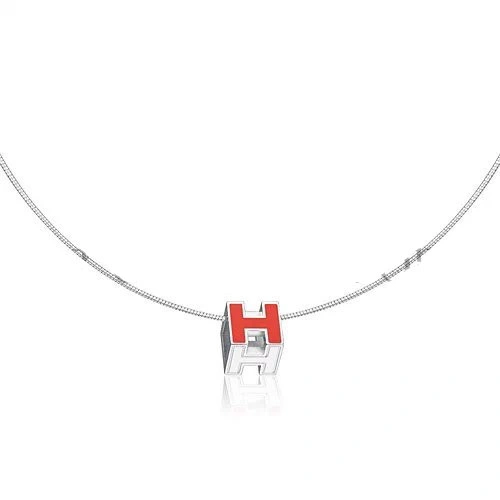 Hermes Cage d’H Necklace Red in Lacquer With Gold