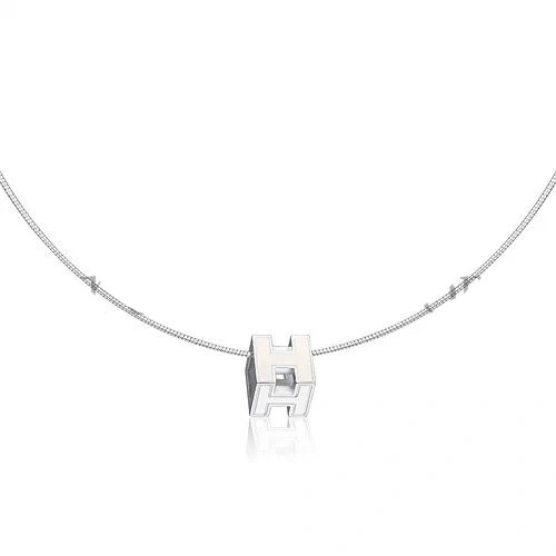Hermes Cage d’H Necklace White in Lacquer With Gold