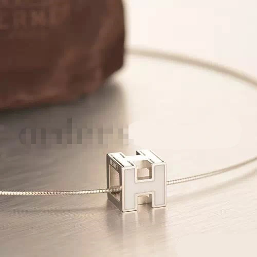 Hermes Cage d’H Necklace White in Lacquer With Gold