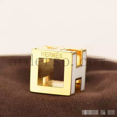 Hermes Cage d’H Necklace White in Lacquer Yellow Gold