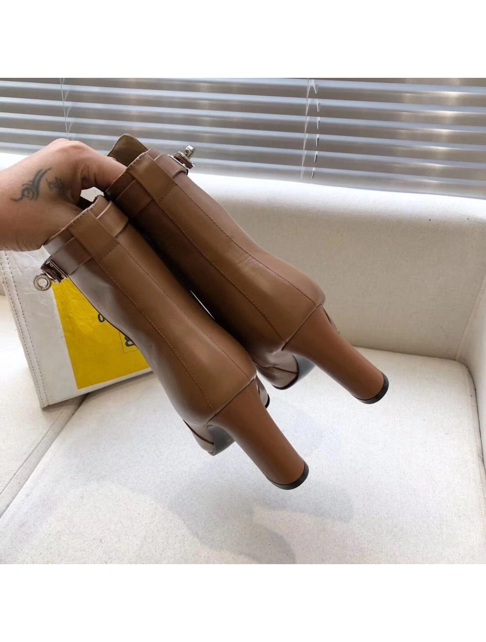 Hermes Camel Joueuse Ankle Boots