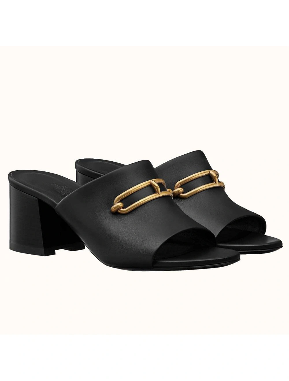Hermes Camilla Mules 60MM In Black Calfskin