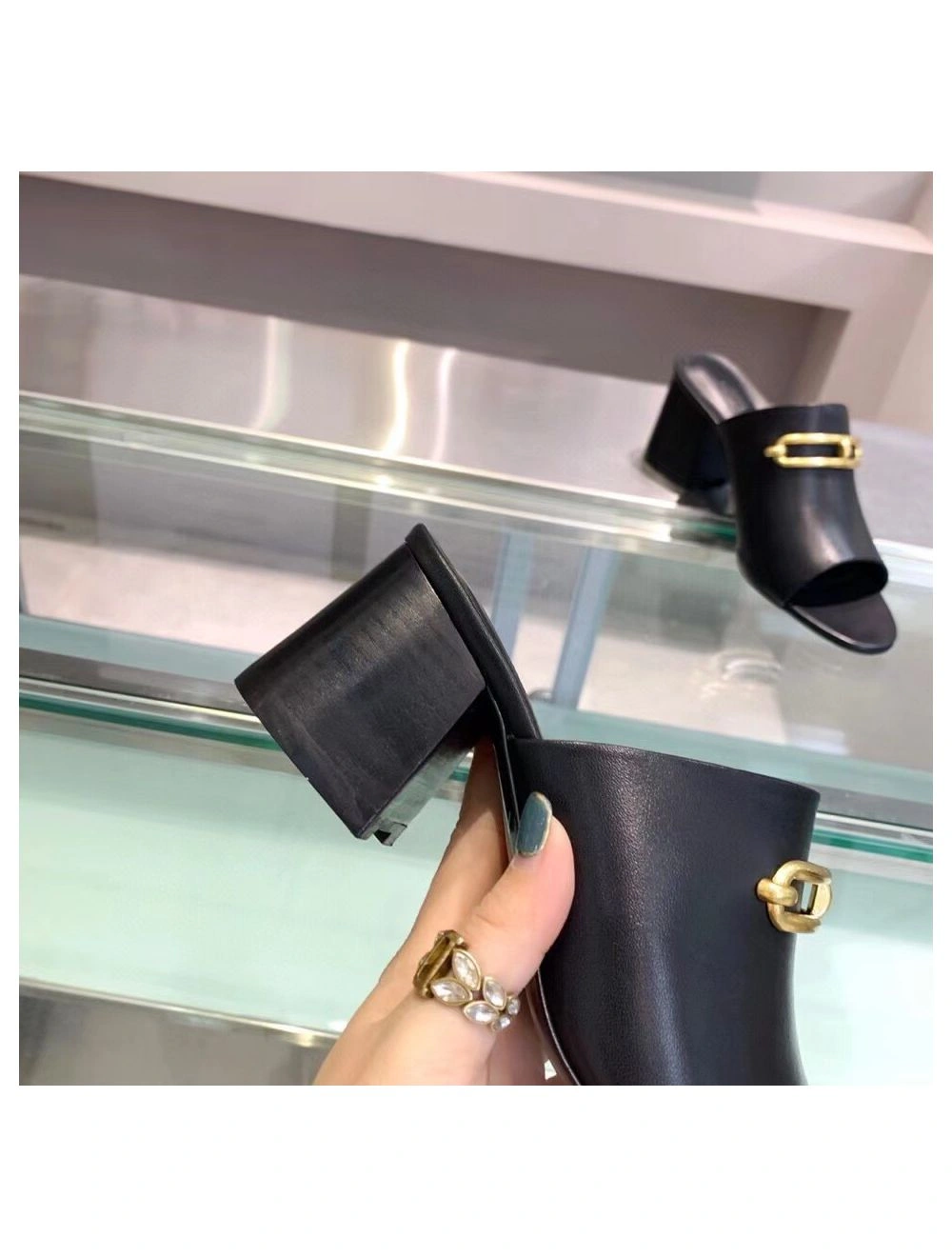 Hermes Camilla Mules 60MM In Black Calfskin