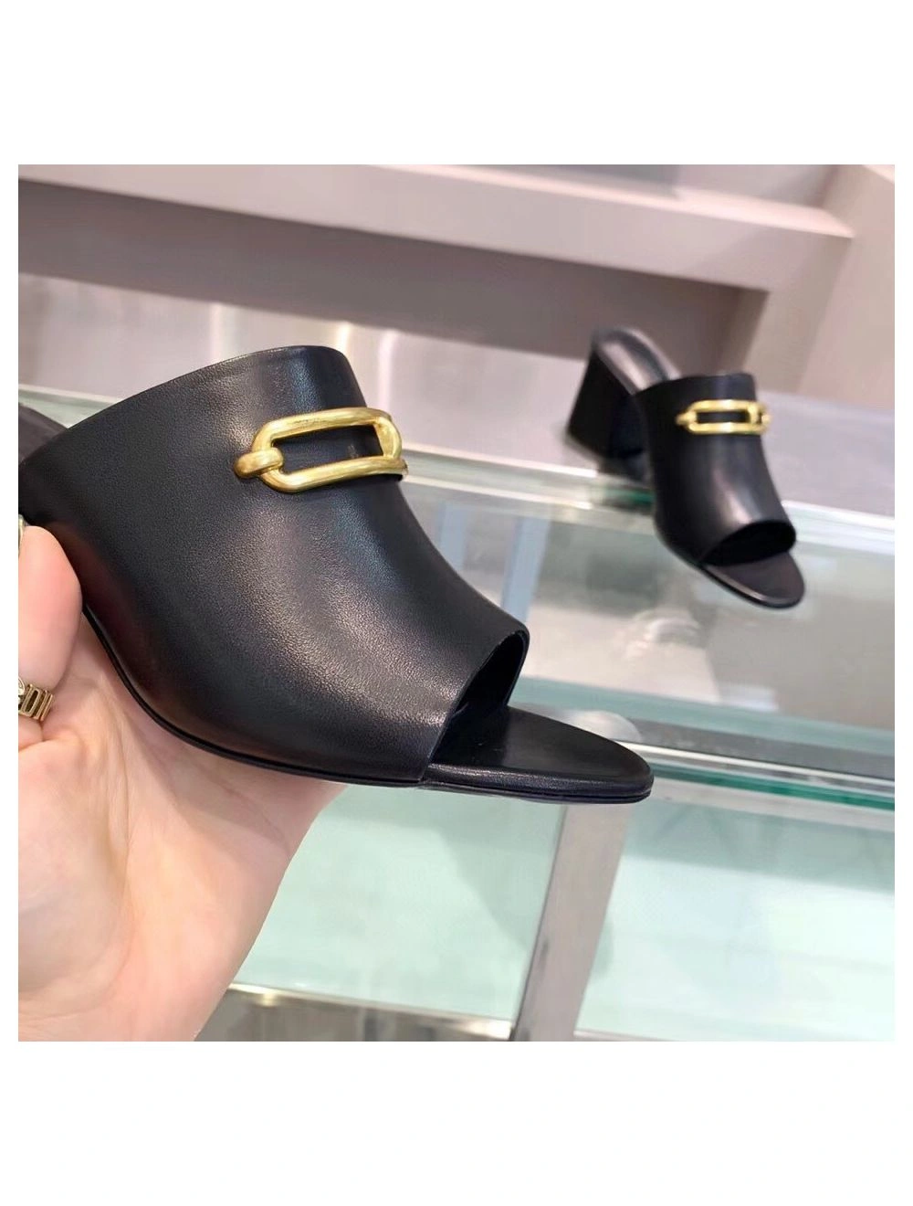 Hermes Camilla Mules 60MM In Black Calfskin