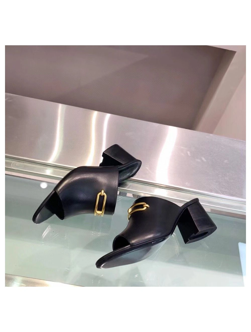 Hermes Camilla Mules 60MM In Black Calfskin