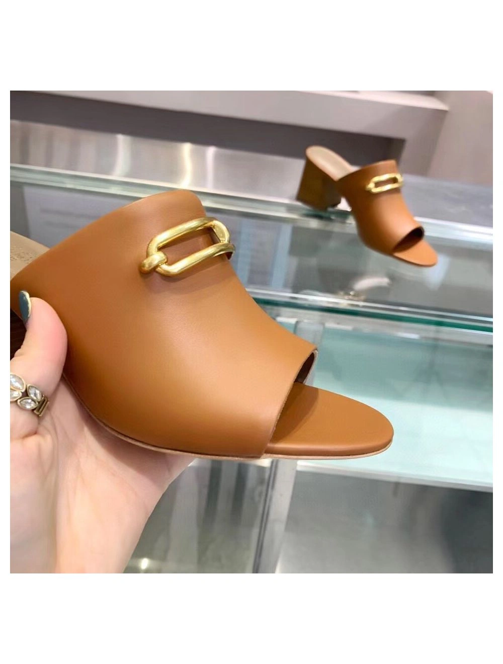 Hermes Camilla Mules 60MM In Brown Calfskin