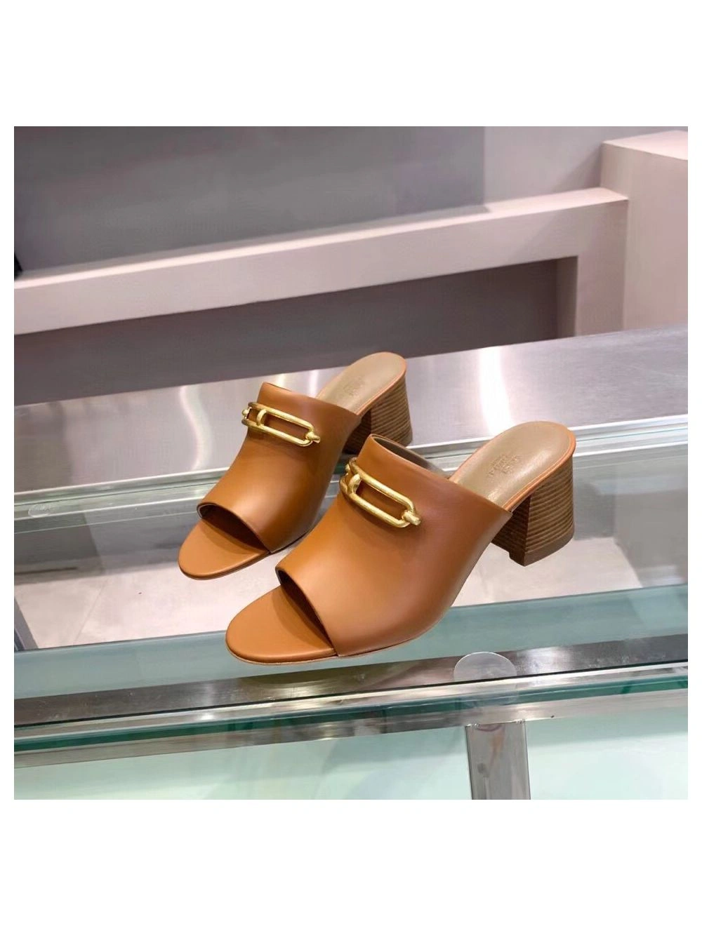 Hermes Camilla Mules 60MM In Brown Calfskin