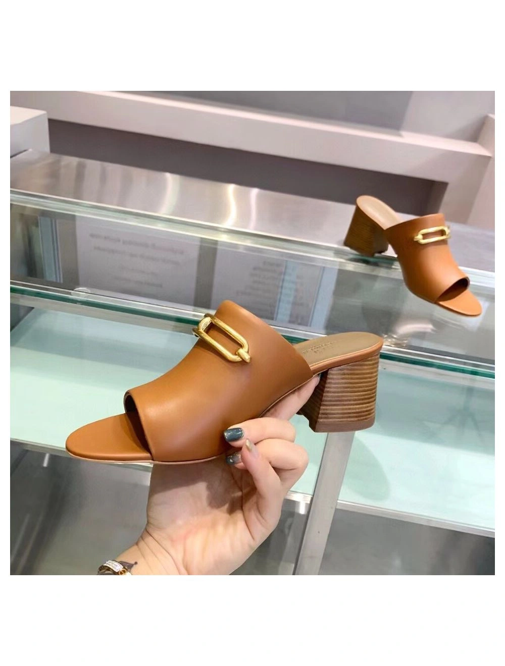 Hermes Camilla Mules 60MM In Brown Calfskin
