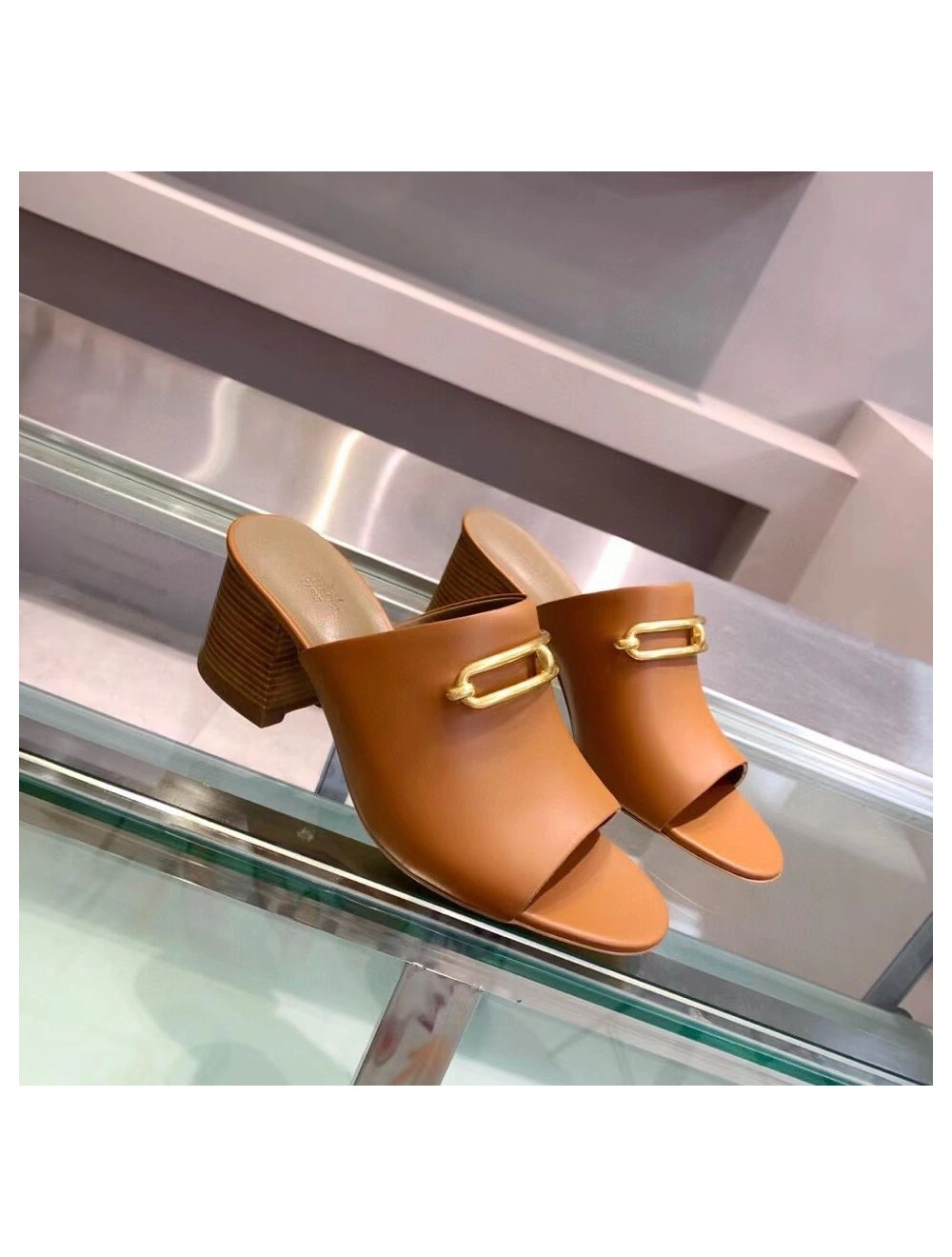 Hermes Camilla Mules 60MM In Brown Calfskin