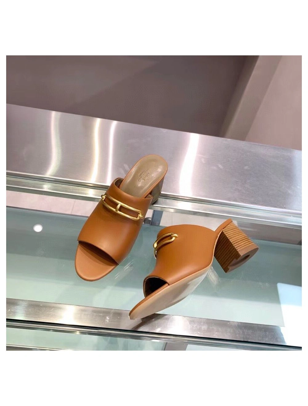 Hermes Camilla Mules 60MM In Brown Calfskin