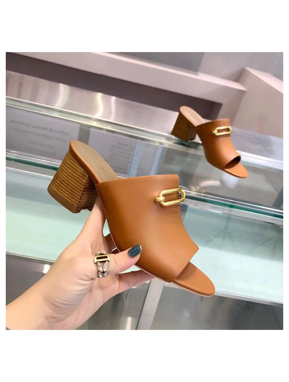 Hermes Camilla Mules 60MM In Brown Calfskin