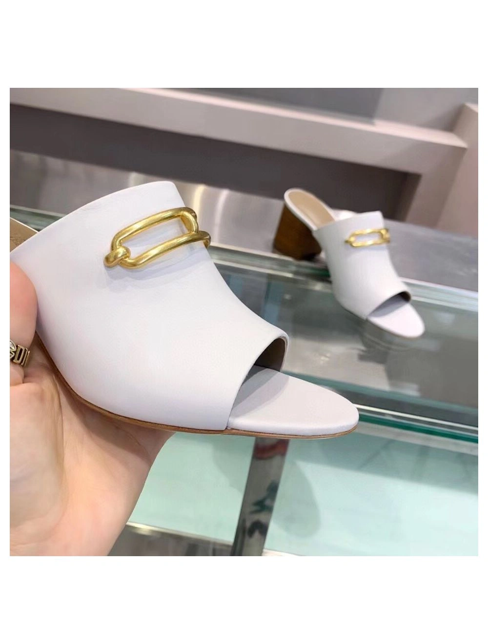 Hermes Camilla Mules 60MM In White Calfskin