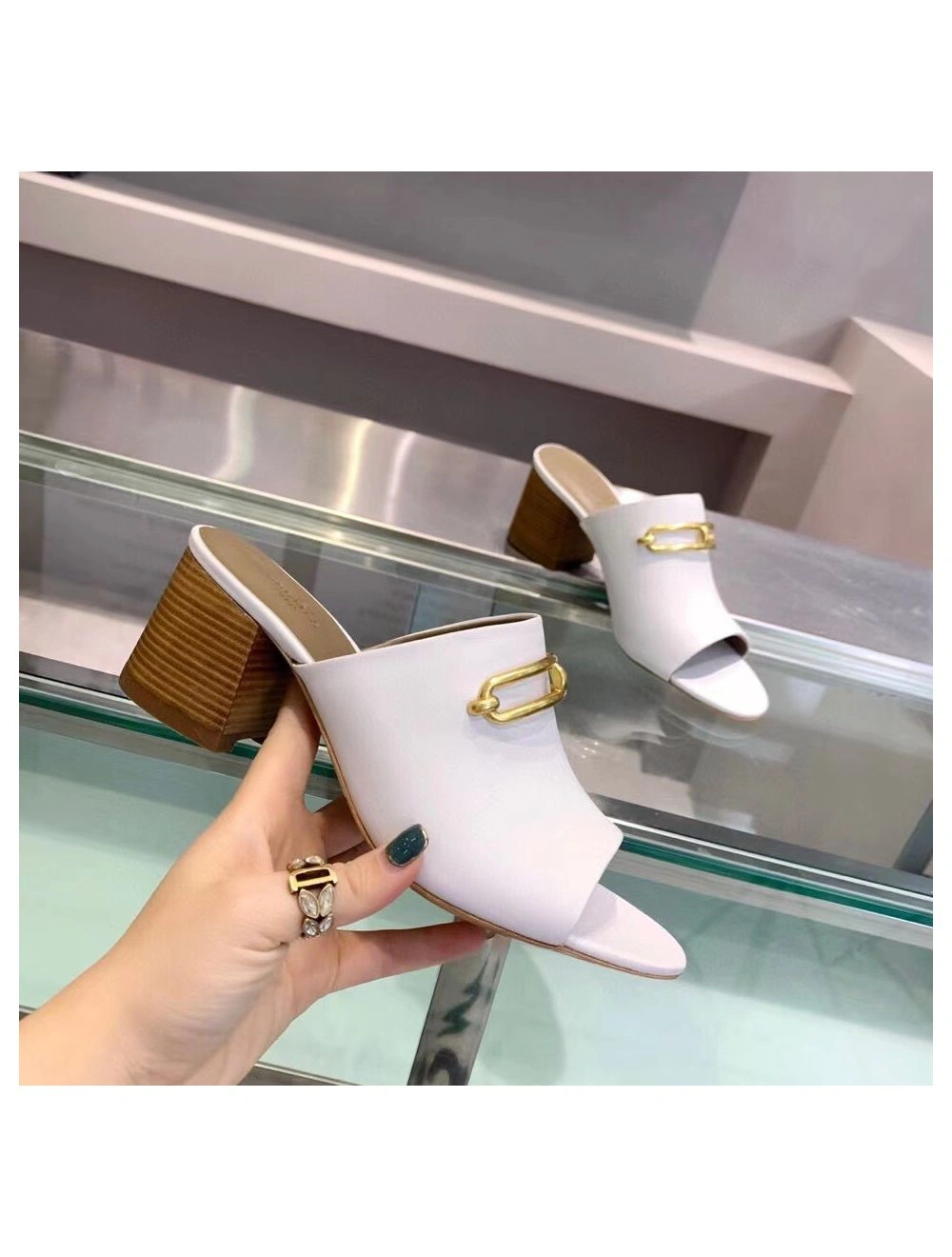 Hermes Camilla Mules 60MM In White Calfskin