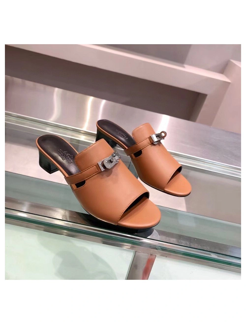 Hermes Candy 40mm Sandals In Brown Calfskin