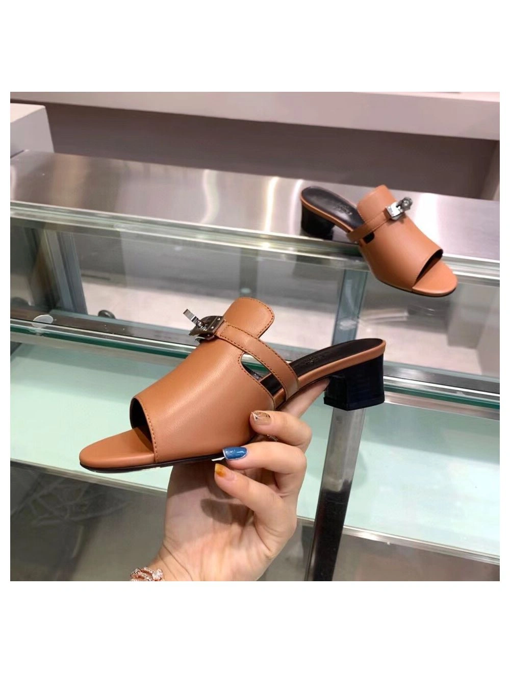 Hermes Candy 40mm Sandals In Brown Calfskin