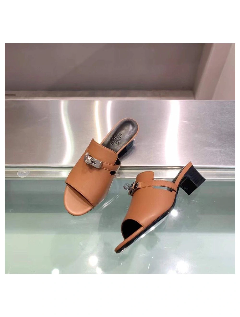 Hermes Candy 40mm Sandals In Brown Calfskin