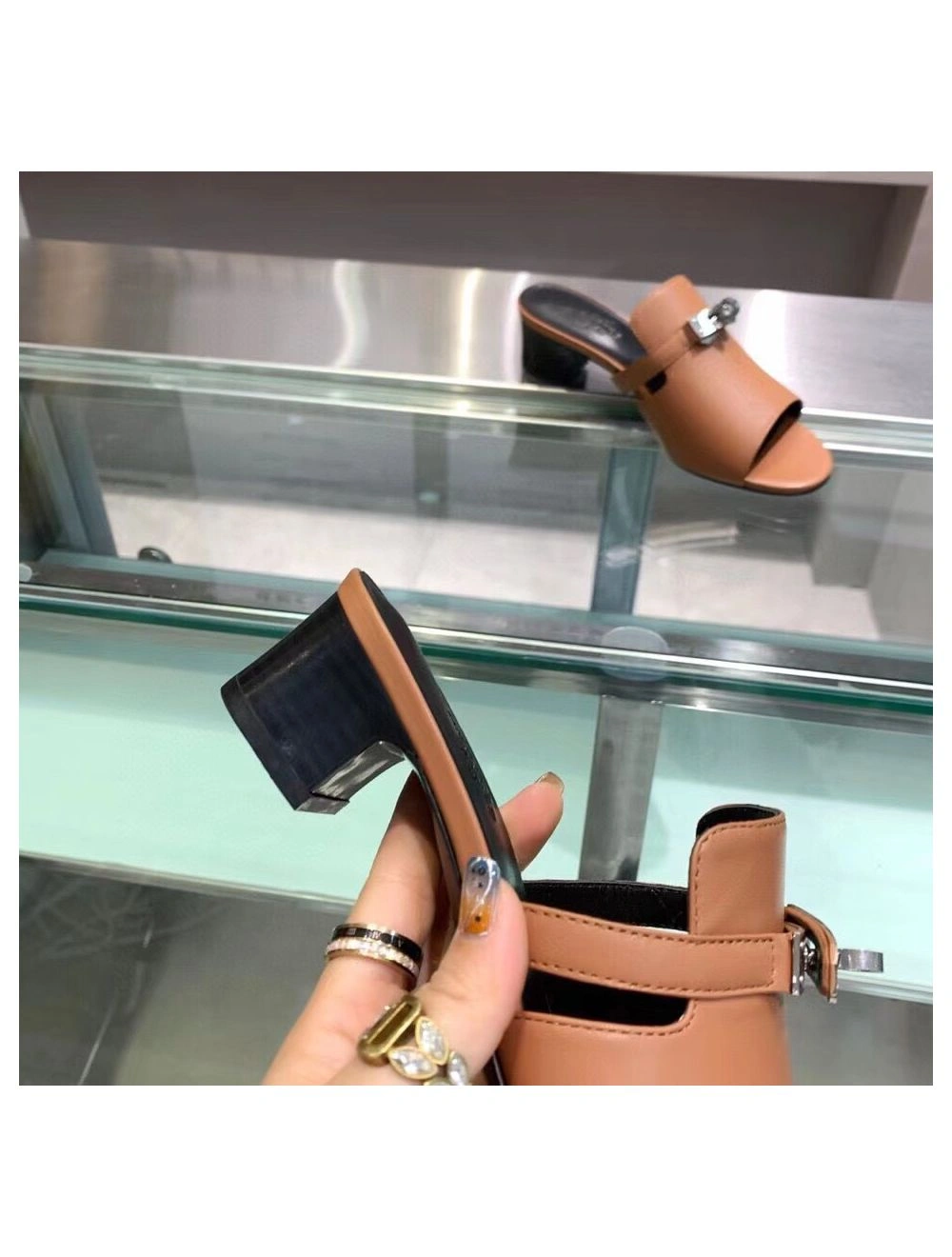 Hermes Candy 40mm Sandals In Brown Calfskin