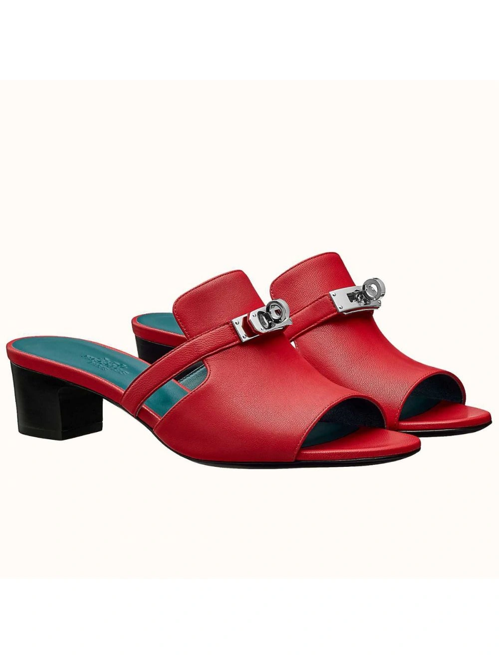 Hermes Candy 40mm Sandals In Red Calfskin