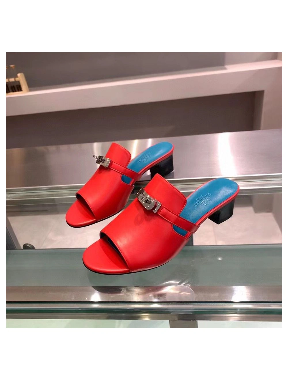 Hermes Candy 40mm Sandals In Red Calfskin