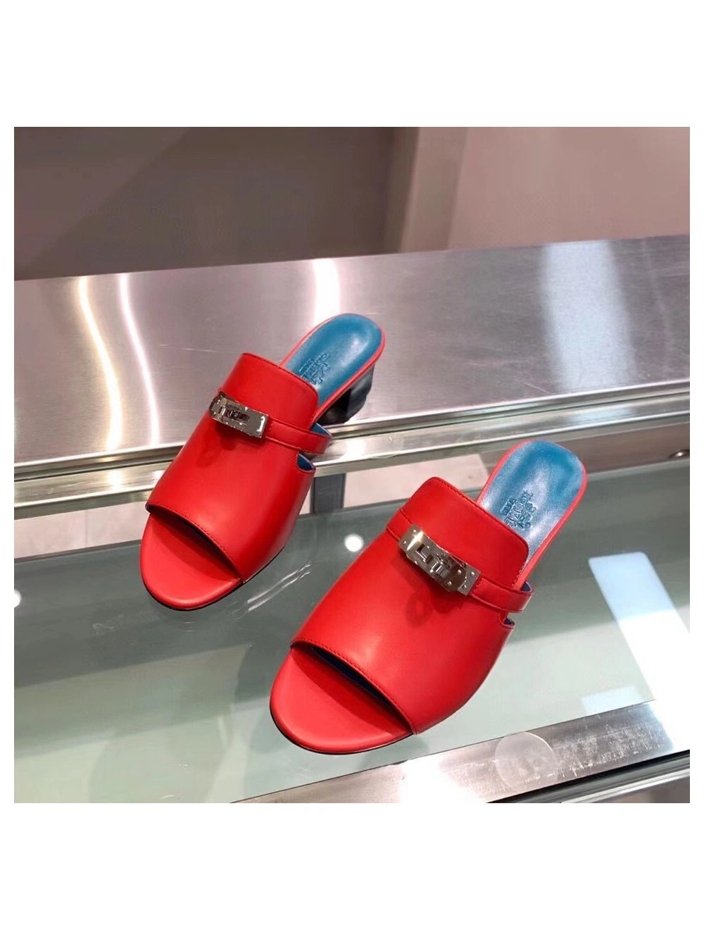 Hermes Candy 40mm Sandals In Red Calfskin