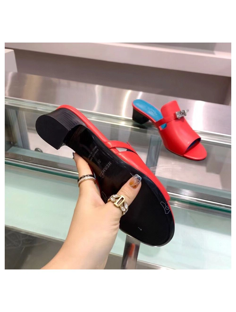 Hermes Candy 40mm Sandals In Red Calfskin