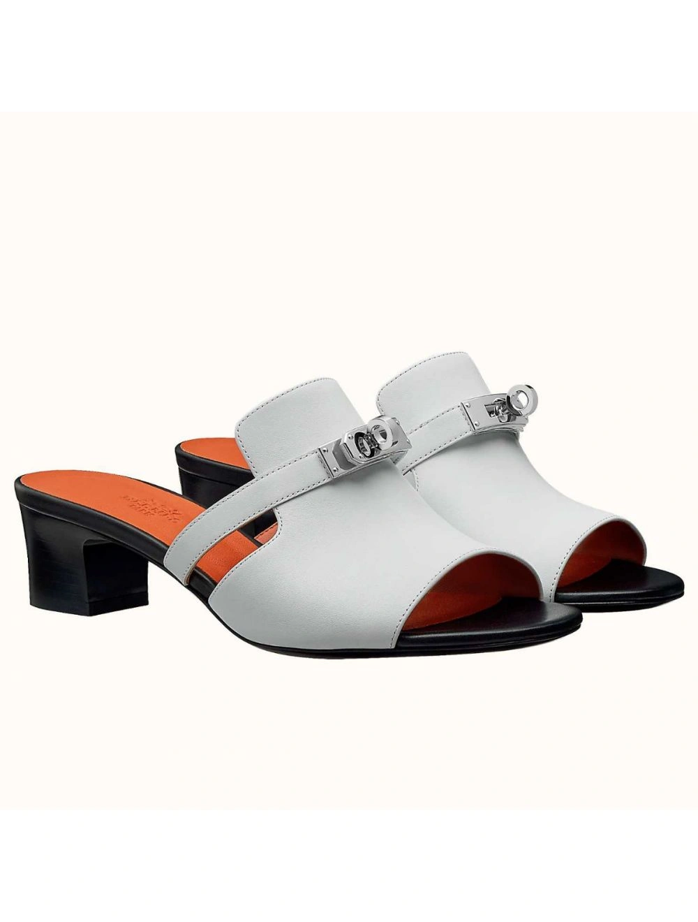 Hermes Candy 40mm Sandals In White Calfskin