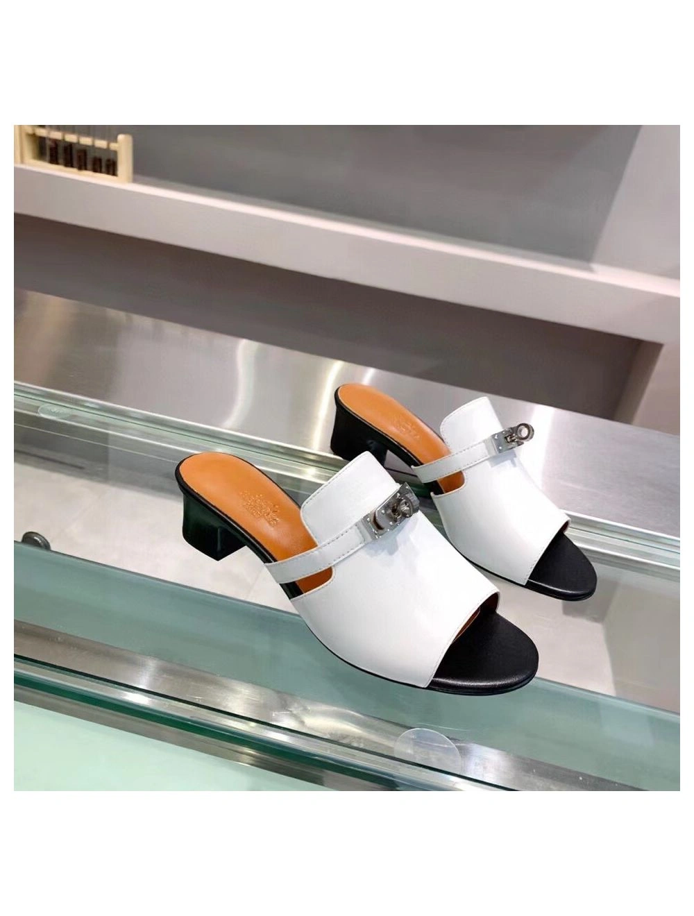 Hermes Candy 40mm Sandals In White Calfskin