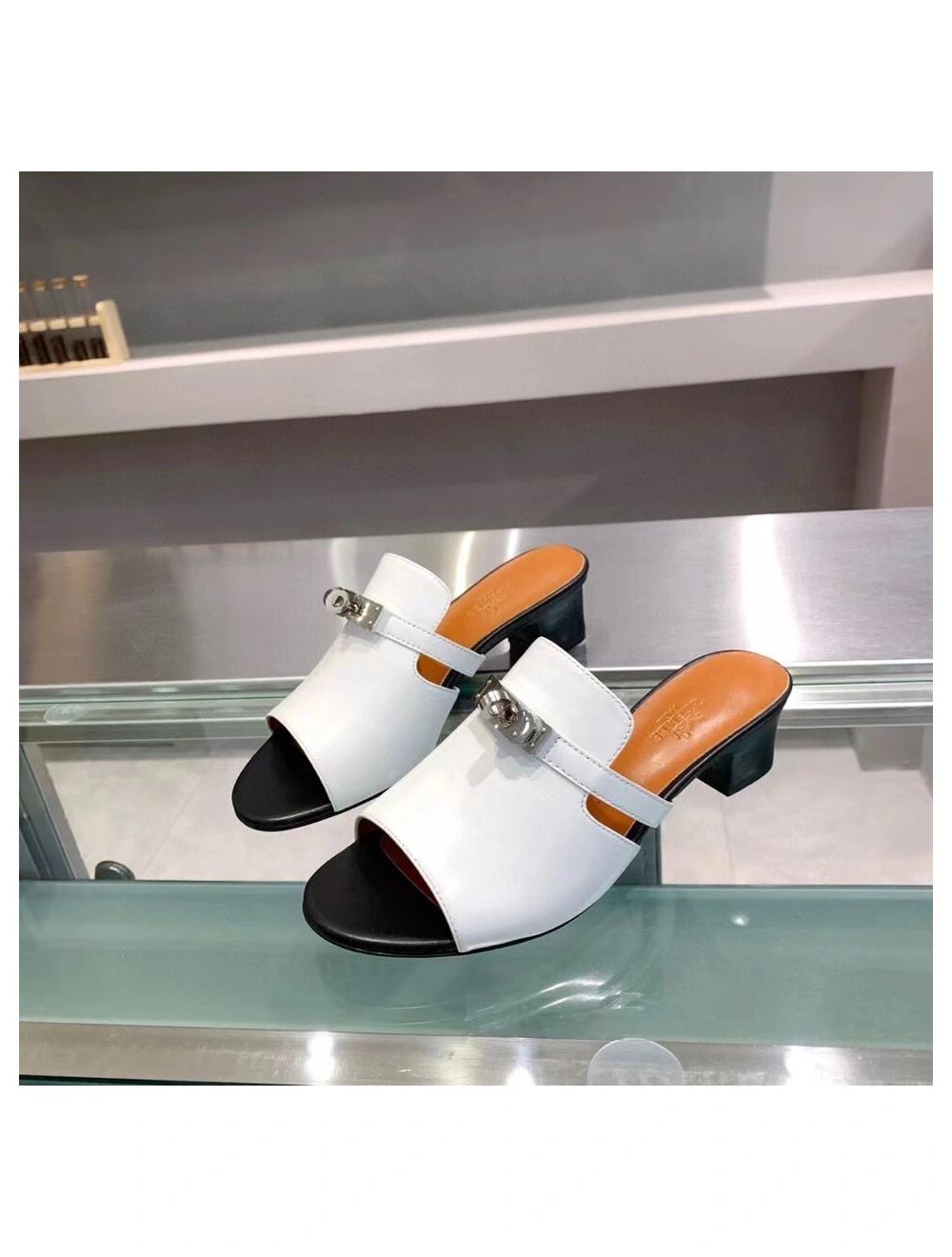 Hermes Candy 40mm Sandals In White Calfskin