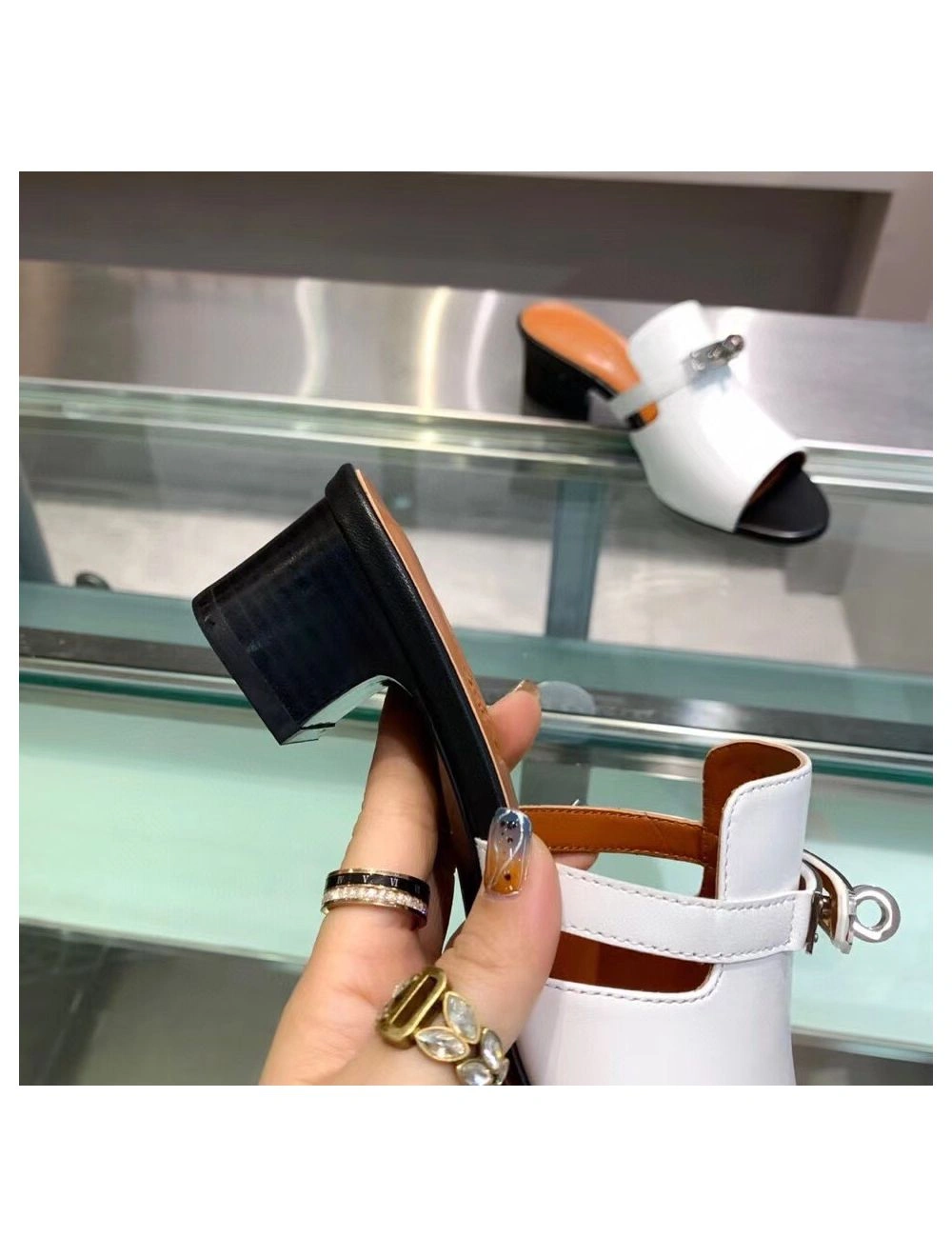 Hermes Candy 40mm Sandals In White Calfskin