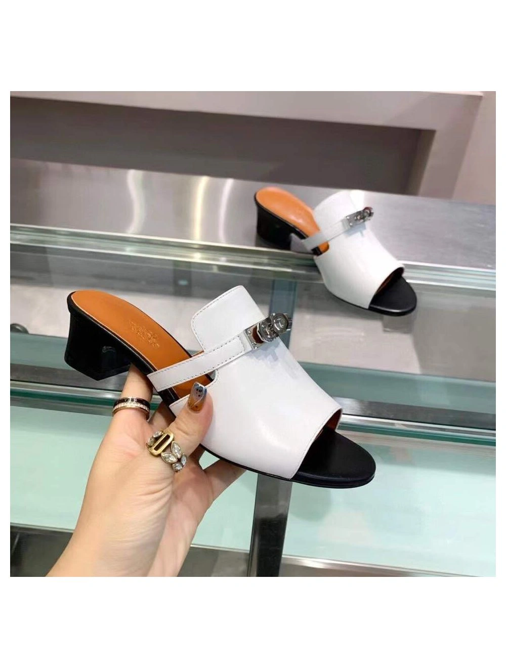 Hermes Candy 40mm Sandals In White Calfskin