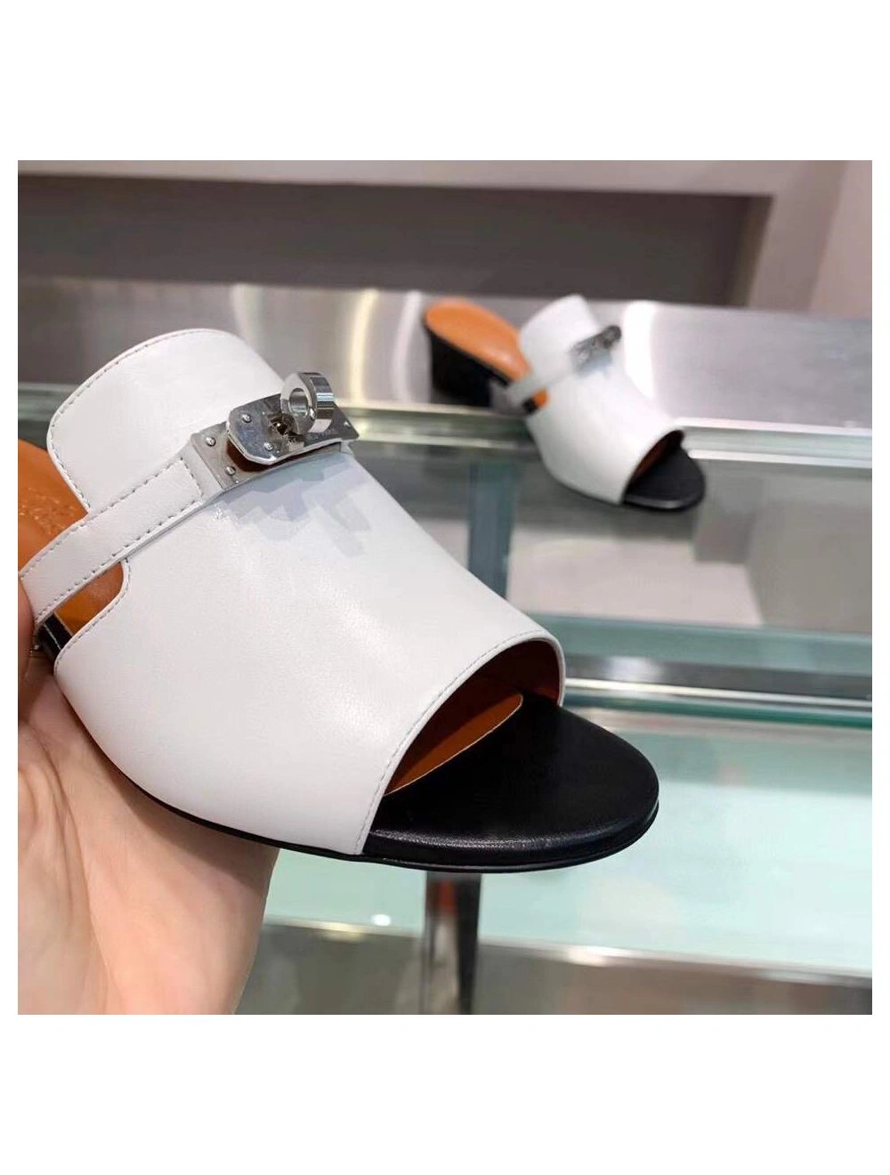 Hermes Candy 40mm Sandals In White Calfskin