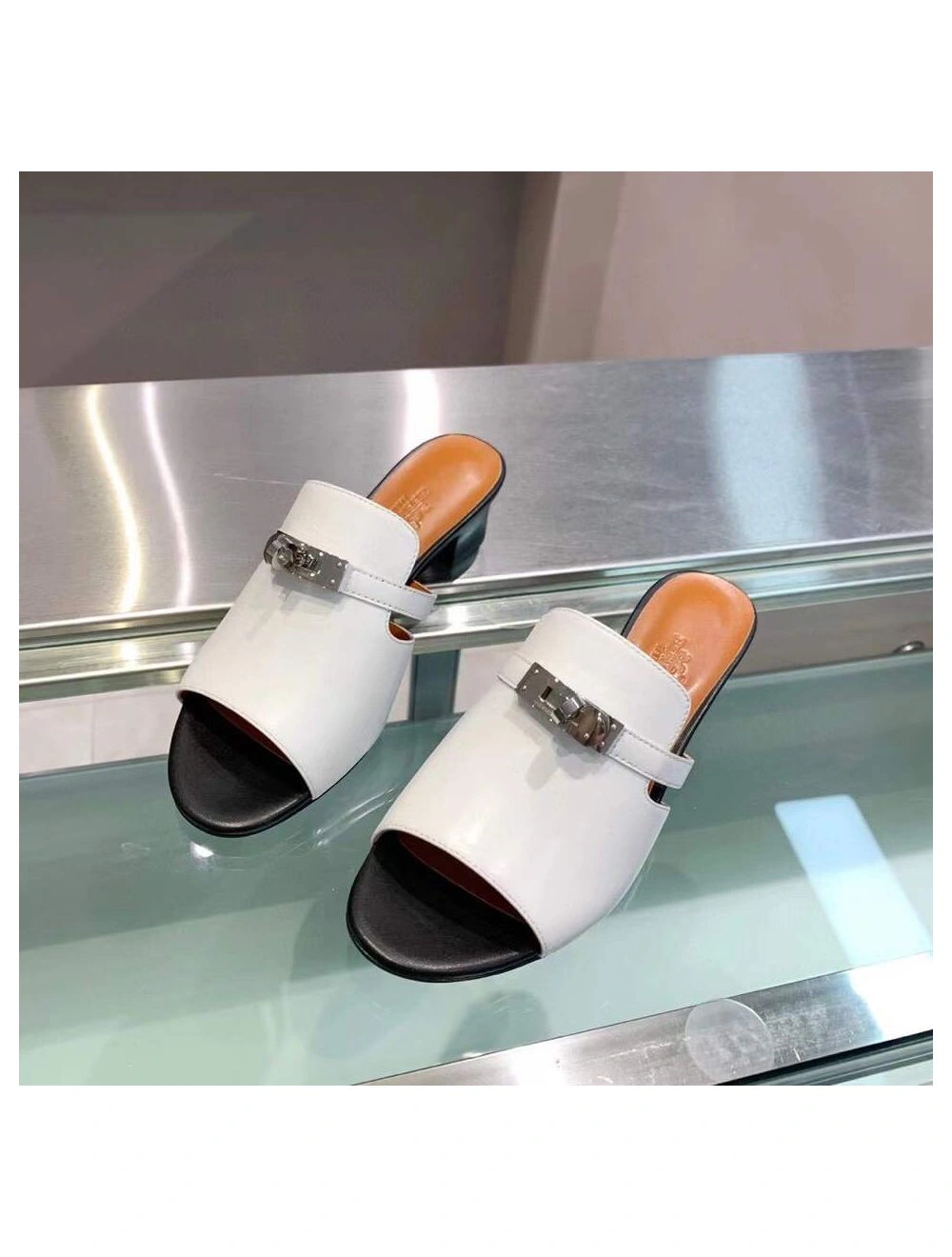 Hermes Candy 40mm Sandals In White Calfskin