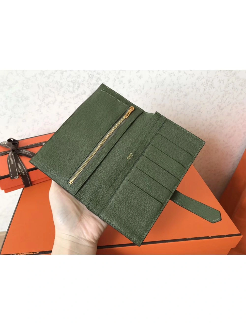 Hermes Canopee Clemence Bearn Gusset Wallet